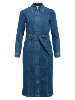 OBJECT Klänningar*DENIM MIDIKLÄNNING Medium Blue Denim