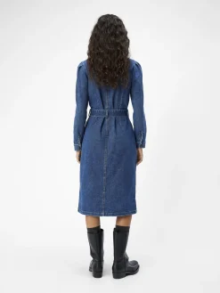OBJECT Klänningar*DENIM MIDIKLÄNNING Medium Blue Denim