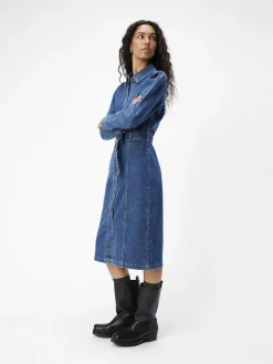OBJECT Klänningar*DENIM MIDIKLÄNNING Medium Blue Denim