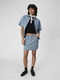 OBJECT Kjolar*DENIM MINIKJOL Light Blue Denim