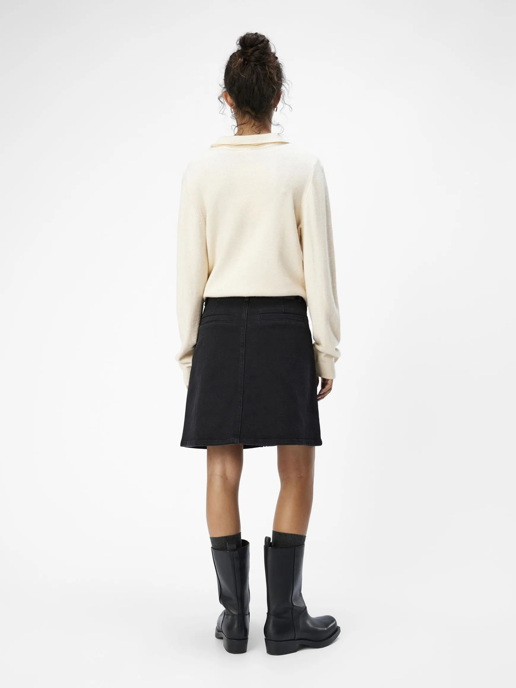 OBJECT Kjolar*DENIM MINIKJOL Black Denim