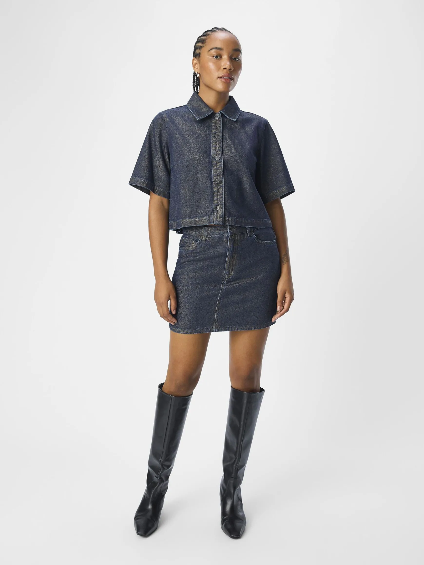 OBJECT Kjolar*DENIM MINIKJOL Dark Blue Denim