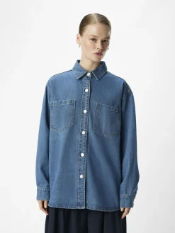 OBJECT Skjortor*DENIM SKJORTA Medium Blue Denim