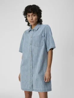 OBJECT Klänningar*DENIM SKJORTKLÄNNING Medium Blue Denim