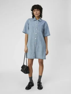 OBJECT Klänningar*DENIM SKJORTKLÄNNING Medium Blue Denim