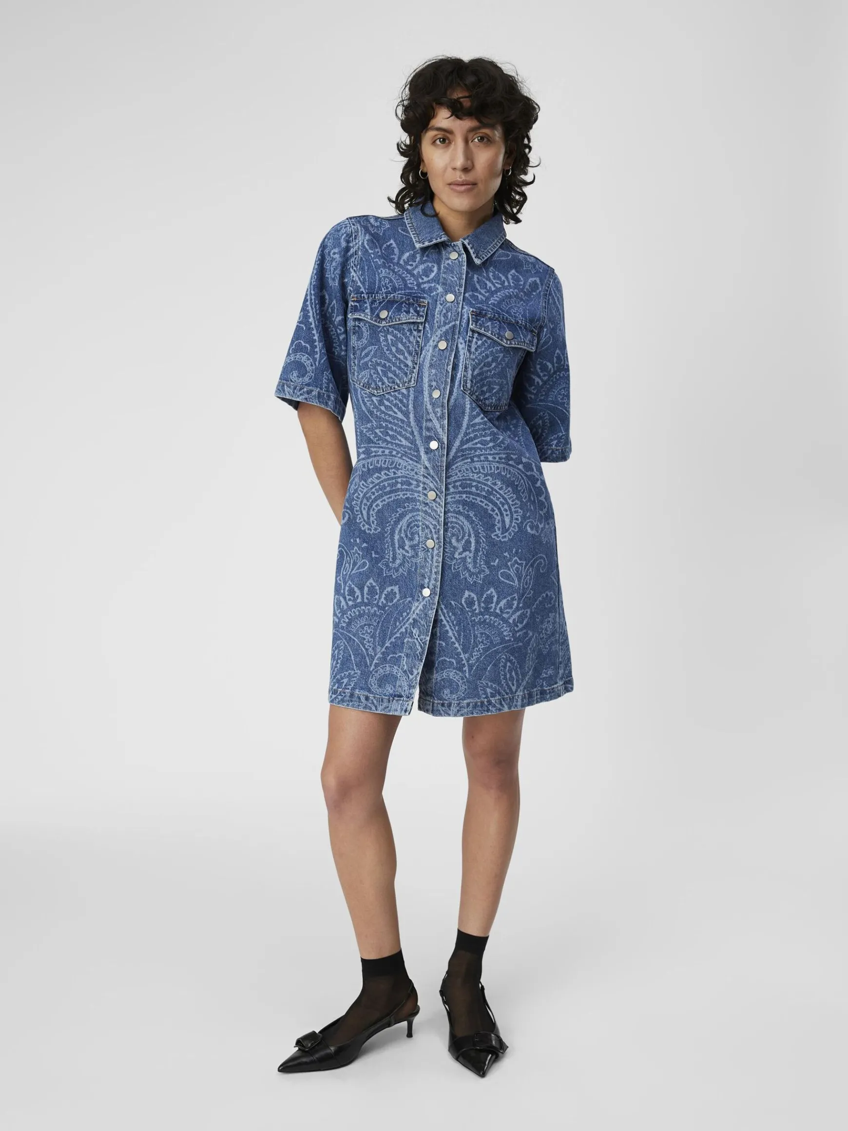 OBJECT Klänningar*DENIM SKJORTKLÄNNING Medium Blue Denim