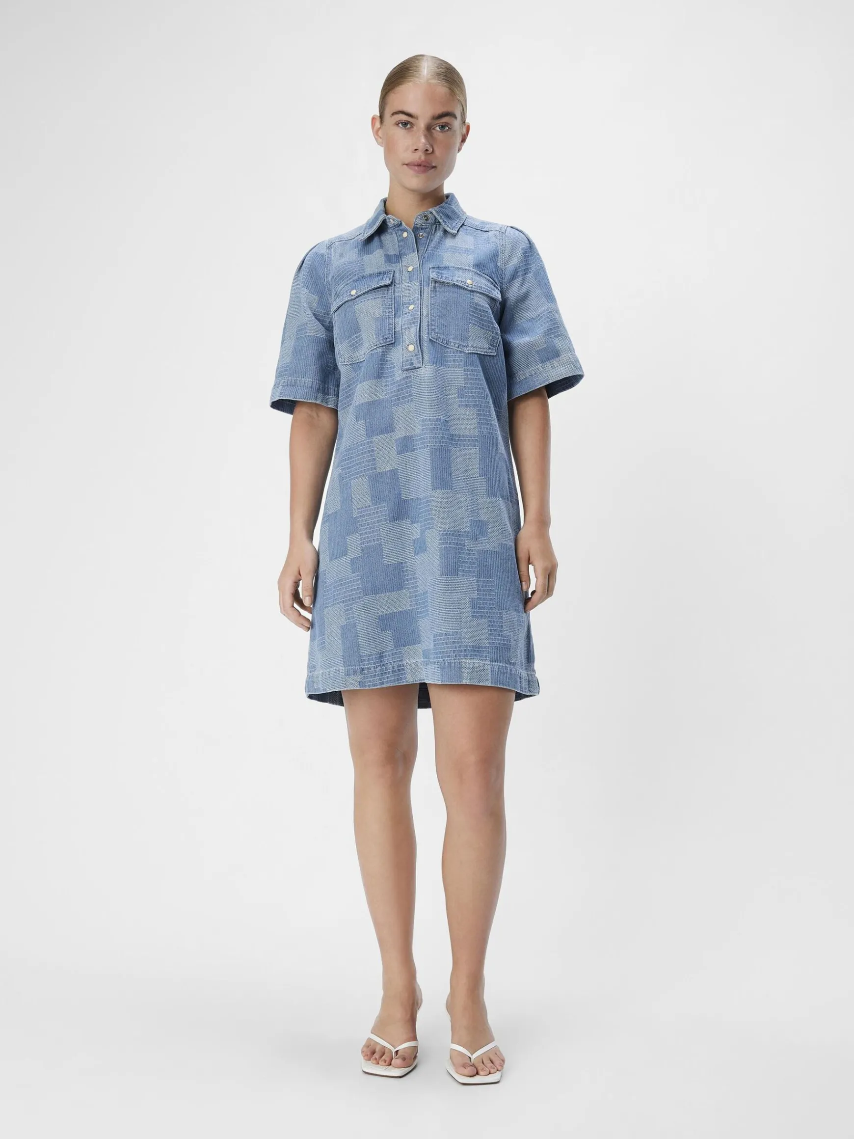 OBJECT Klänningar*DENIM SKJORTKLÄNNING Light Blue Denim
