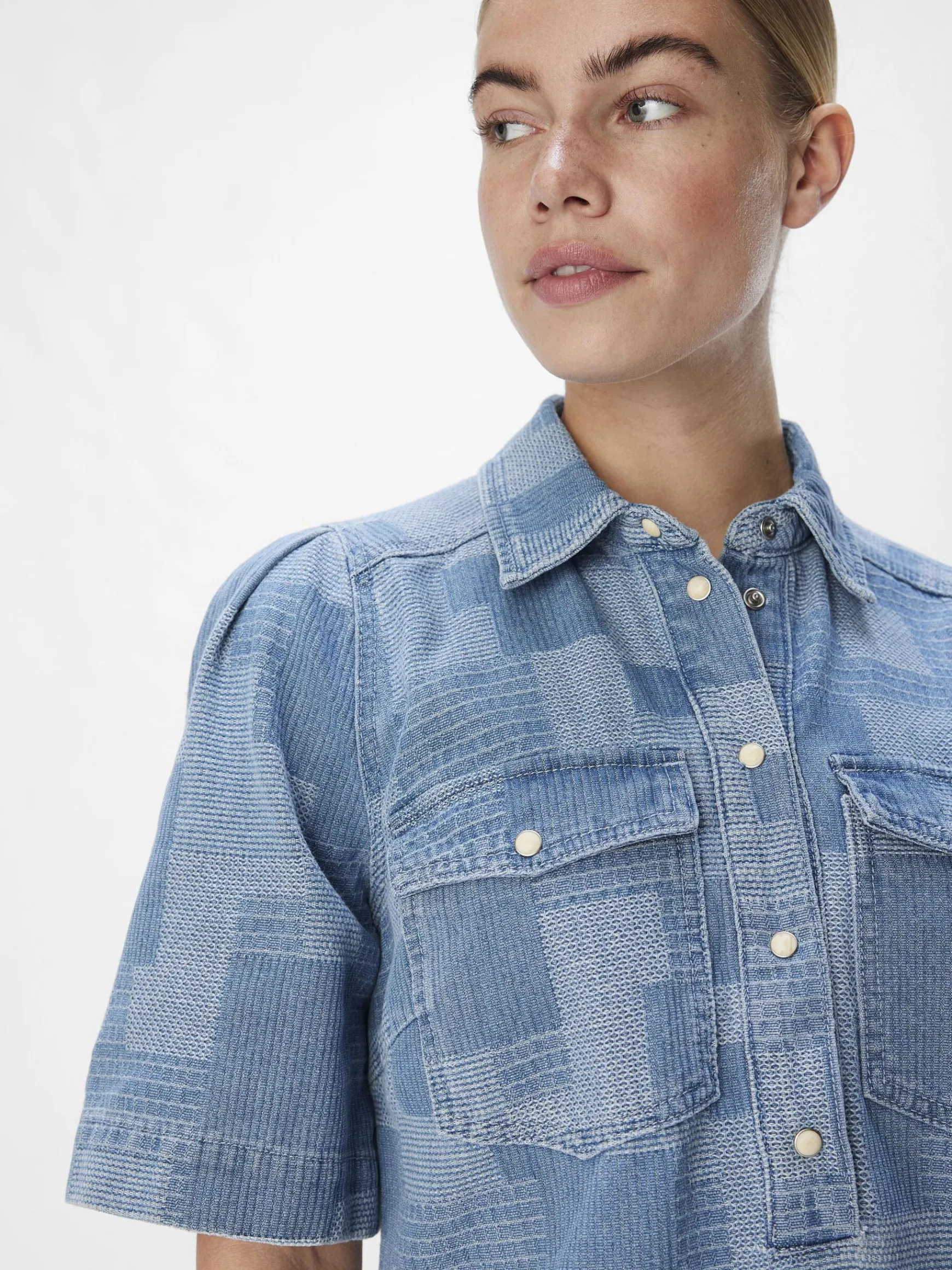 OBJECT Klänningar*DENIM SKJORTKLÄNNING Light Blue Denim