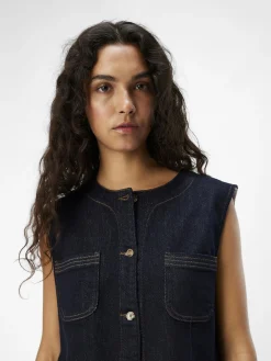 OBJECT Toppar|Ytterkläder*DENIM VÄST Dark Blue Denim