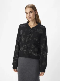 OBJECT Cardigans*DETALJERAD STICKAD KOFTA Black