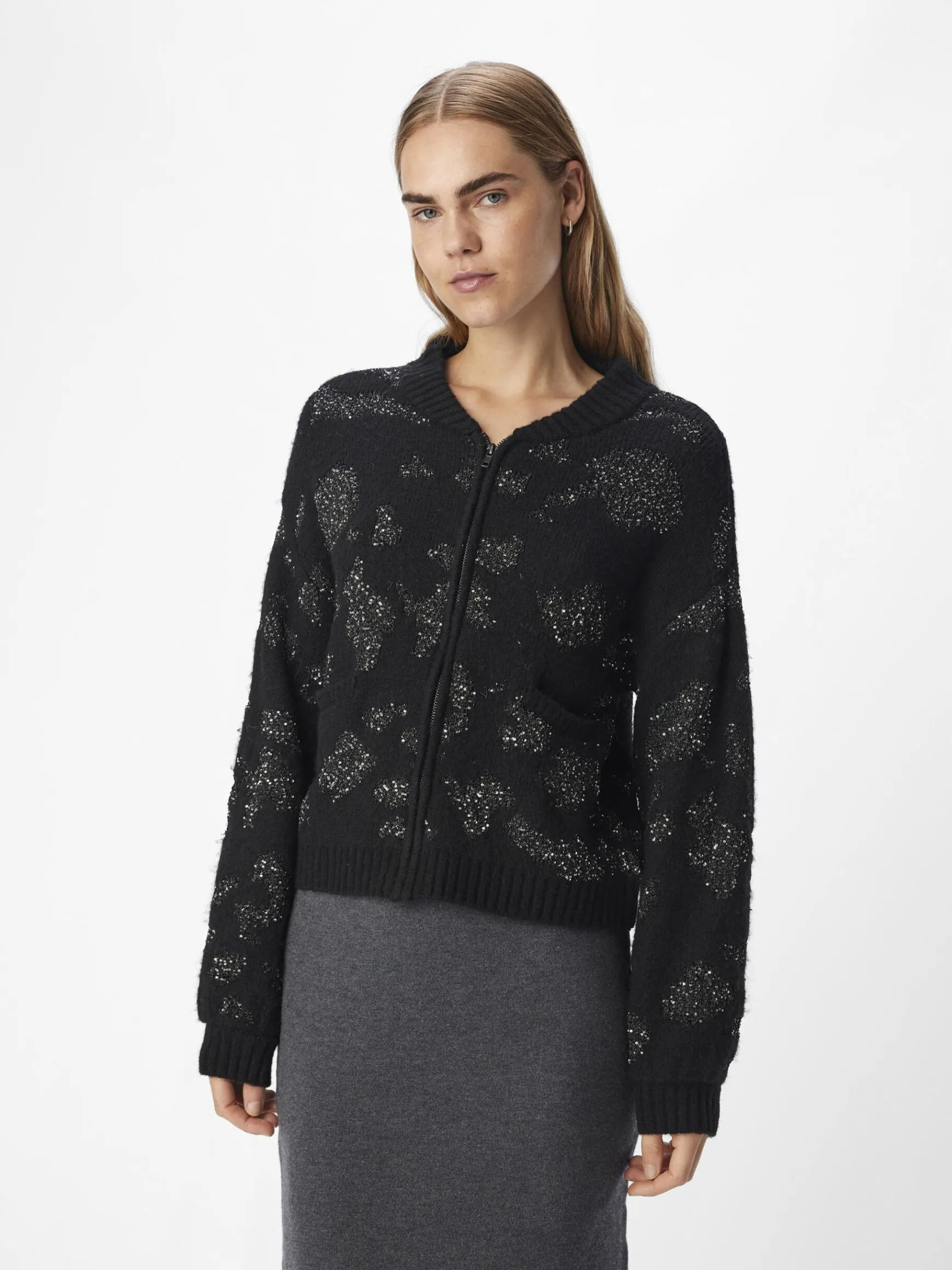 OBJECT Cardigans*DETALJERAD STICKAD KOFTA Black