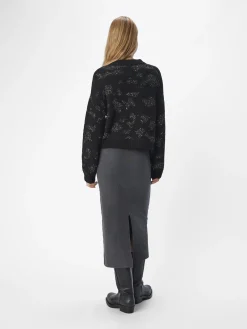 OBJECT Cardigans*DETALJERAD STICKAD KOFTA Black