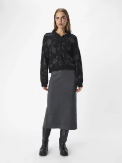 OBJECT Cardigans*DETALJERAD STICKAD KOFTA Black
