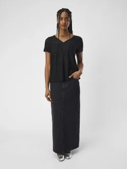 OBJECT Toppar*DETALJERAD V-RINGAD BLUS Black