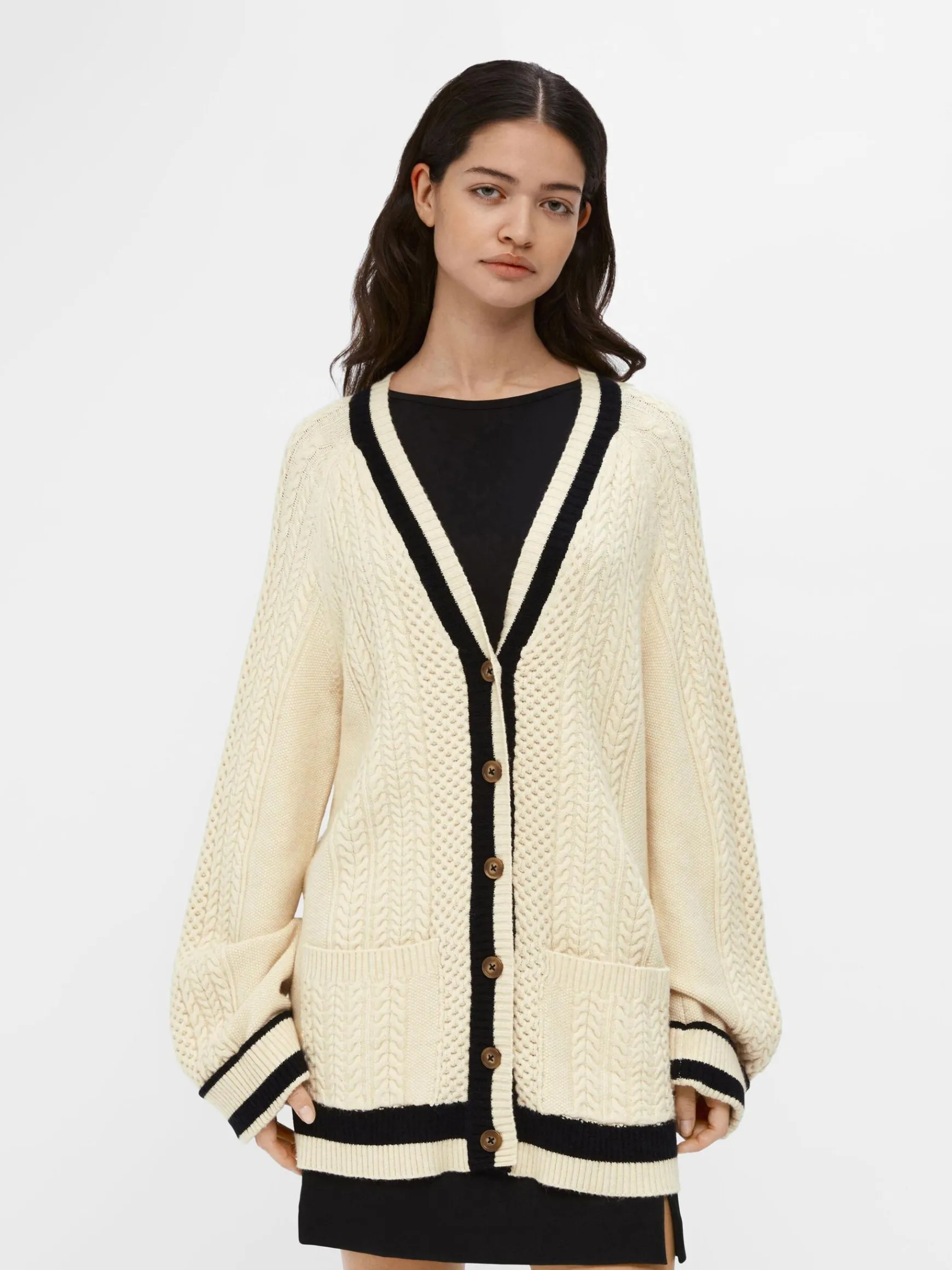 OBJECT Cardigans*FLÄTSTICKAD KOFTA Sandshell