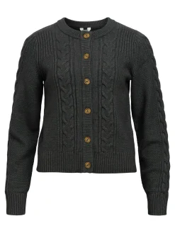 OBJECT Cardigans*FLÄTSTICKAD KOFTA Dark Grey Melange