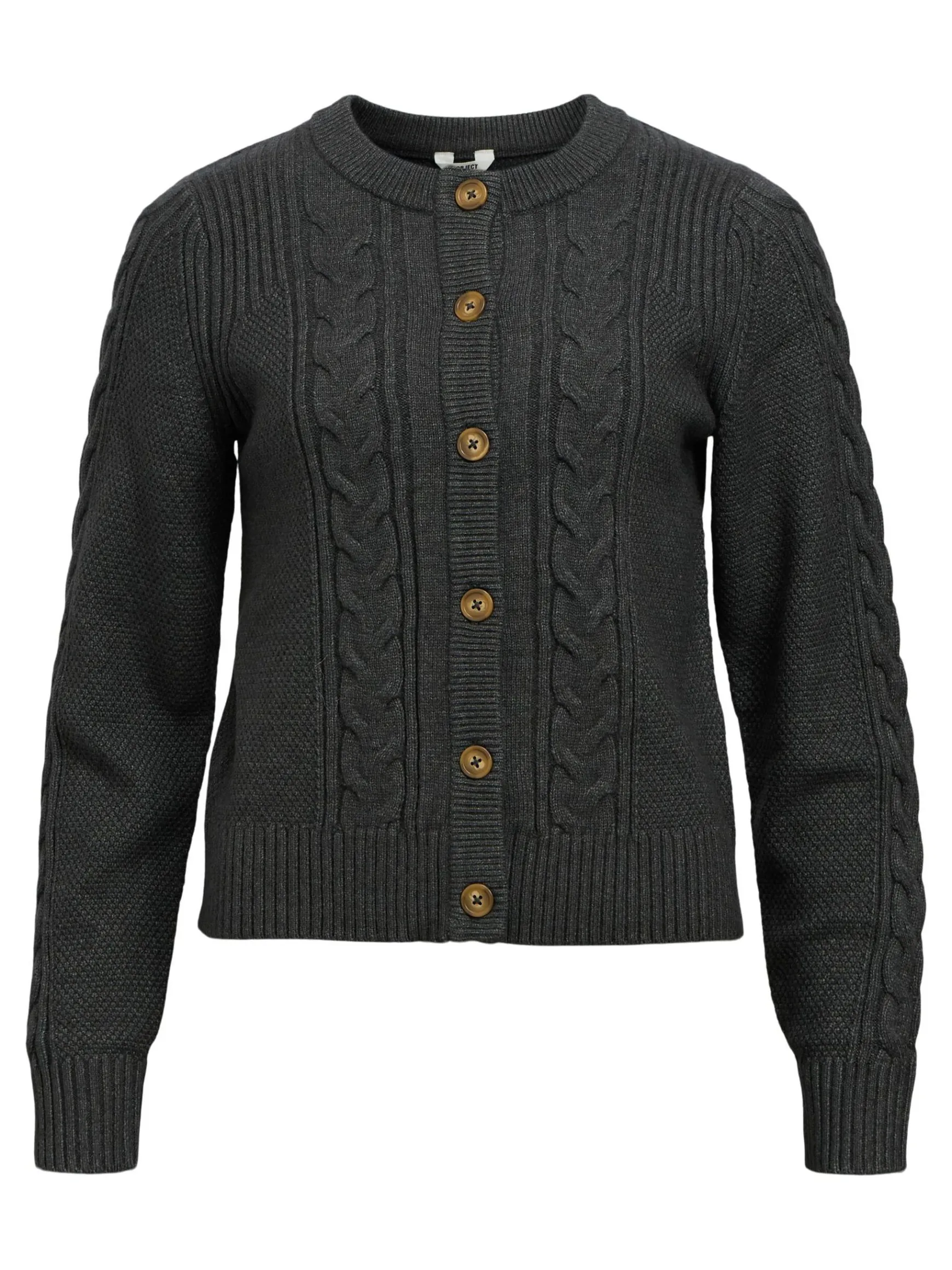 OBJECT Cardigans*FLÄTSTICKAD KOFTA Dark Grey Melange
