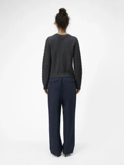 OBJECT Cardigans*FLÄTSTICKAD KOFTA Dark Grey Melange