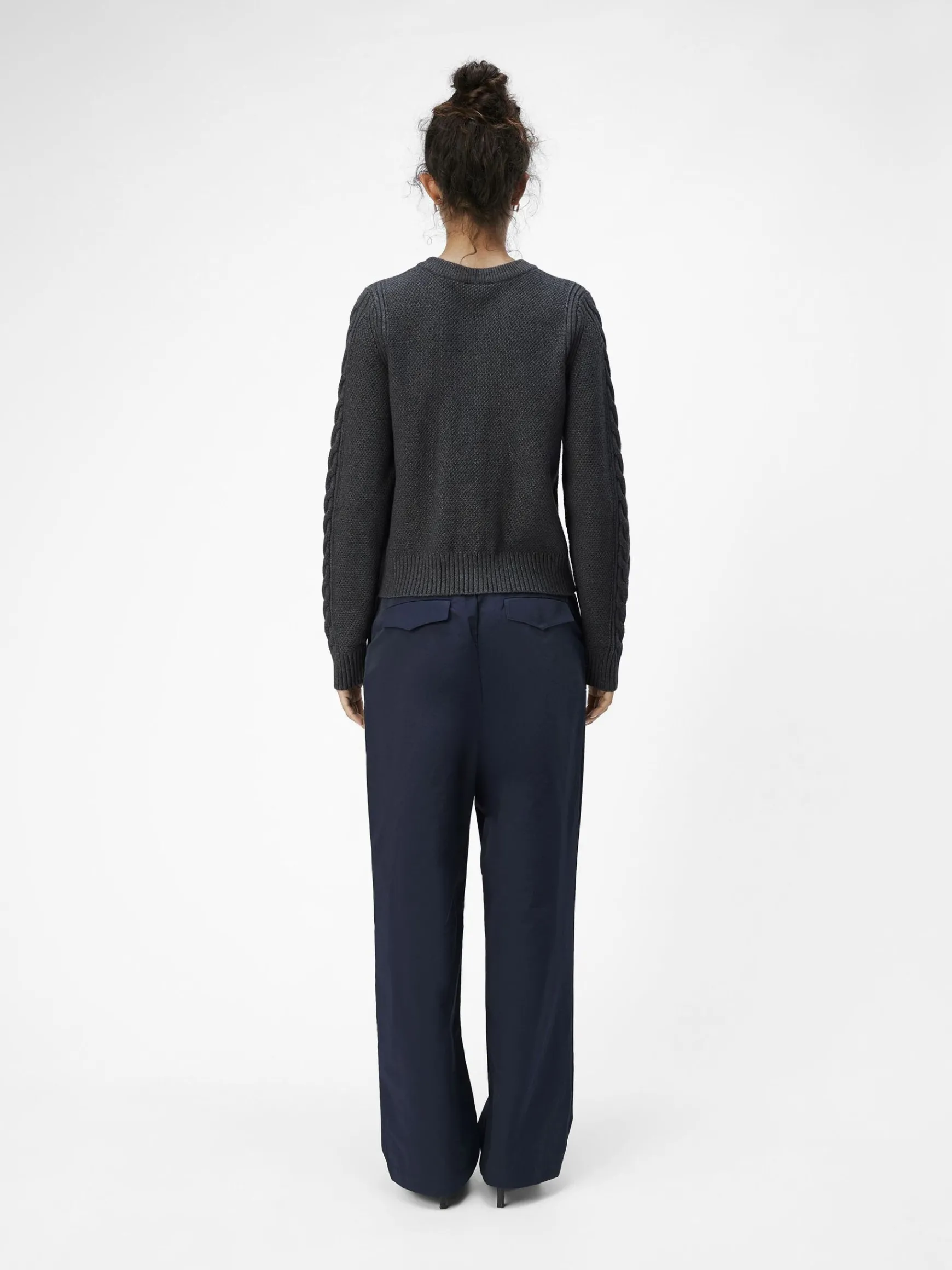 OBJECT Cardigans*FLÄTSTICKAD KOFTA Dark Grey Melange