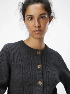 OBJECT Cardigans*FLÄTSTICKAD KOFTA Dark Grey Melange