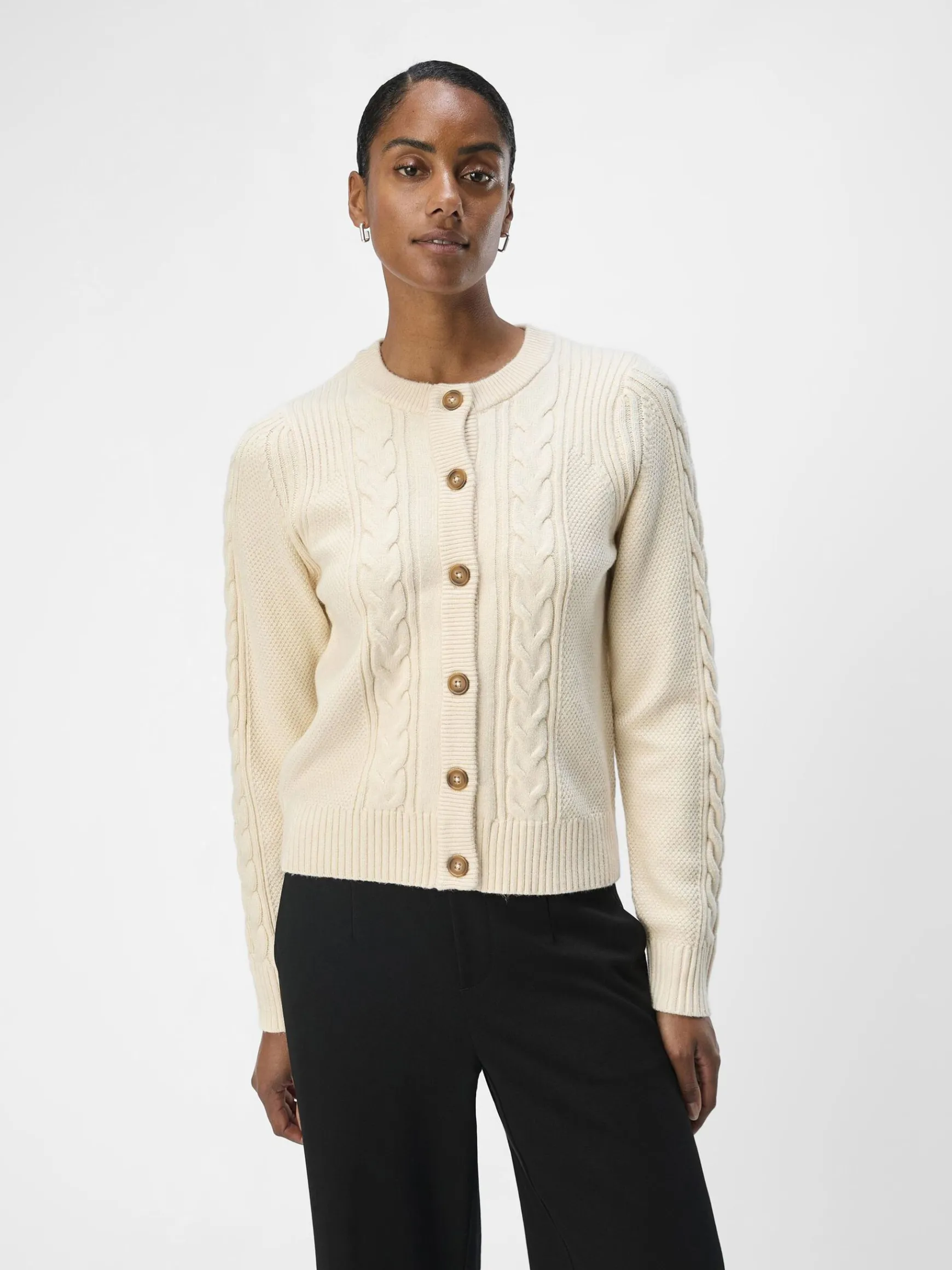 OBJECT Cardigans*FLÄTSTICKAD KOFTA Sandshell