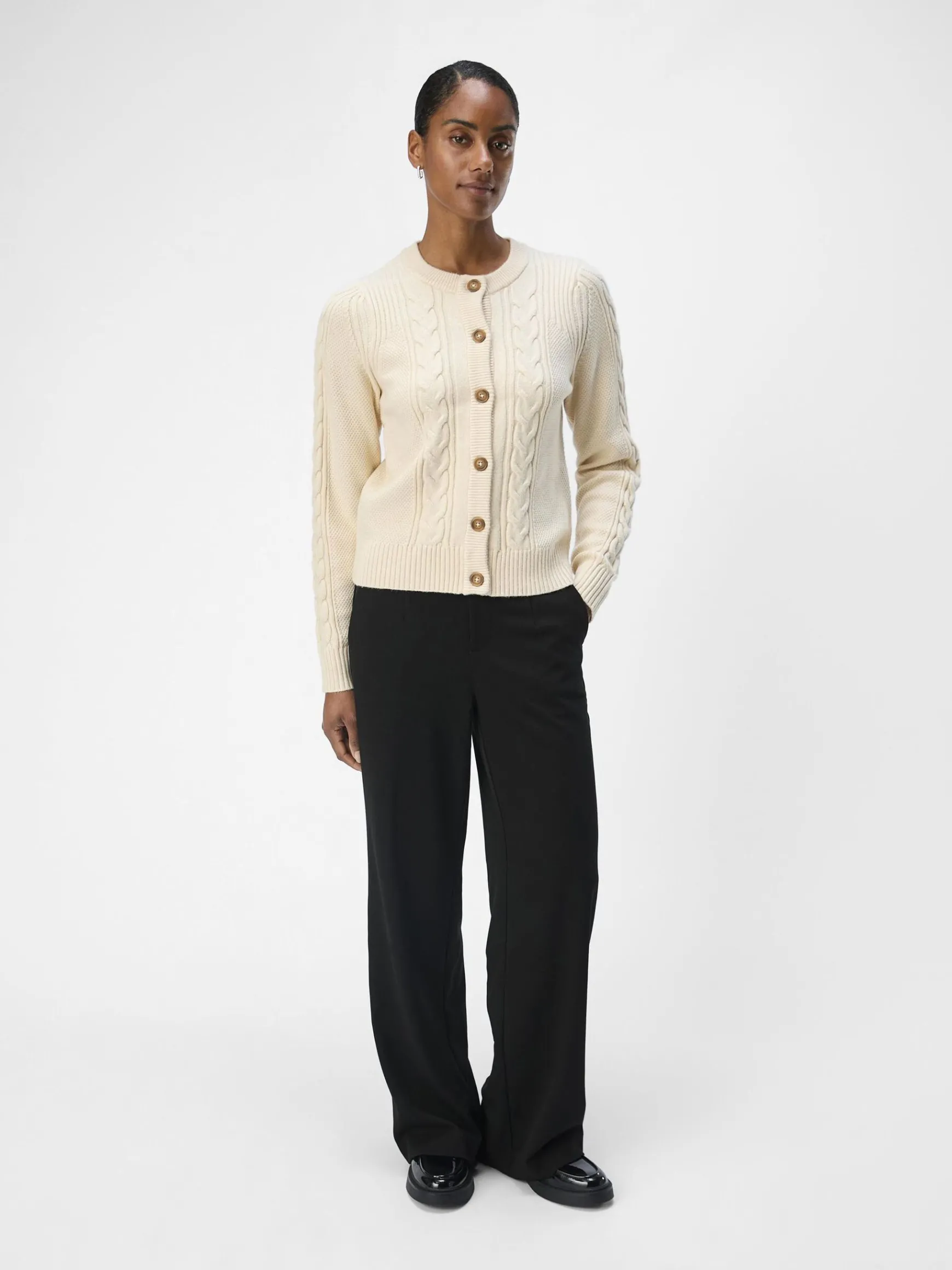 OBJECT Cardigans*FLÄTSTICKAD KOFTA Sandshell