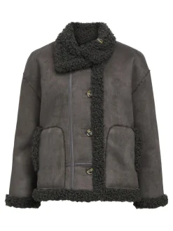 OBJECT Ytterkläder*FUSKSHEARLING JACKA Dark Grey Melange