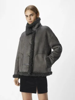 OBJECT Ytterkläder*FUSKSHEARLING JACKA Dark Grey Melange