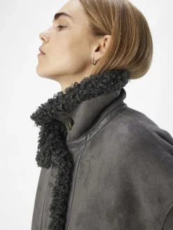 OBJECT Ytterkläder*FUSKSHEARLING JACKA Dark Grey Melange