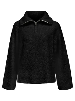OBJECT Stickat*HALVLÅNGT BLIXTLÅS - TRÖJA Black