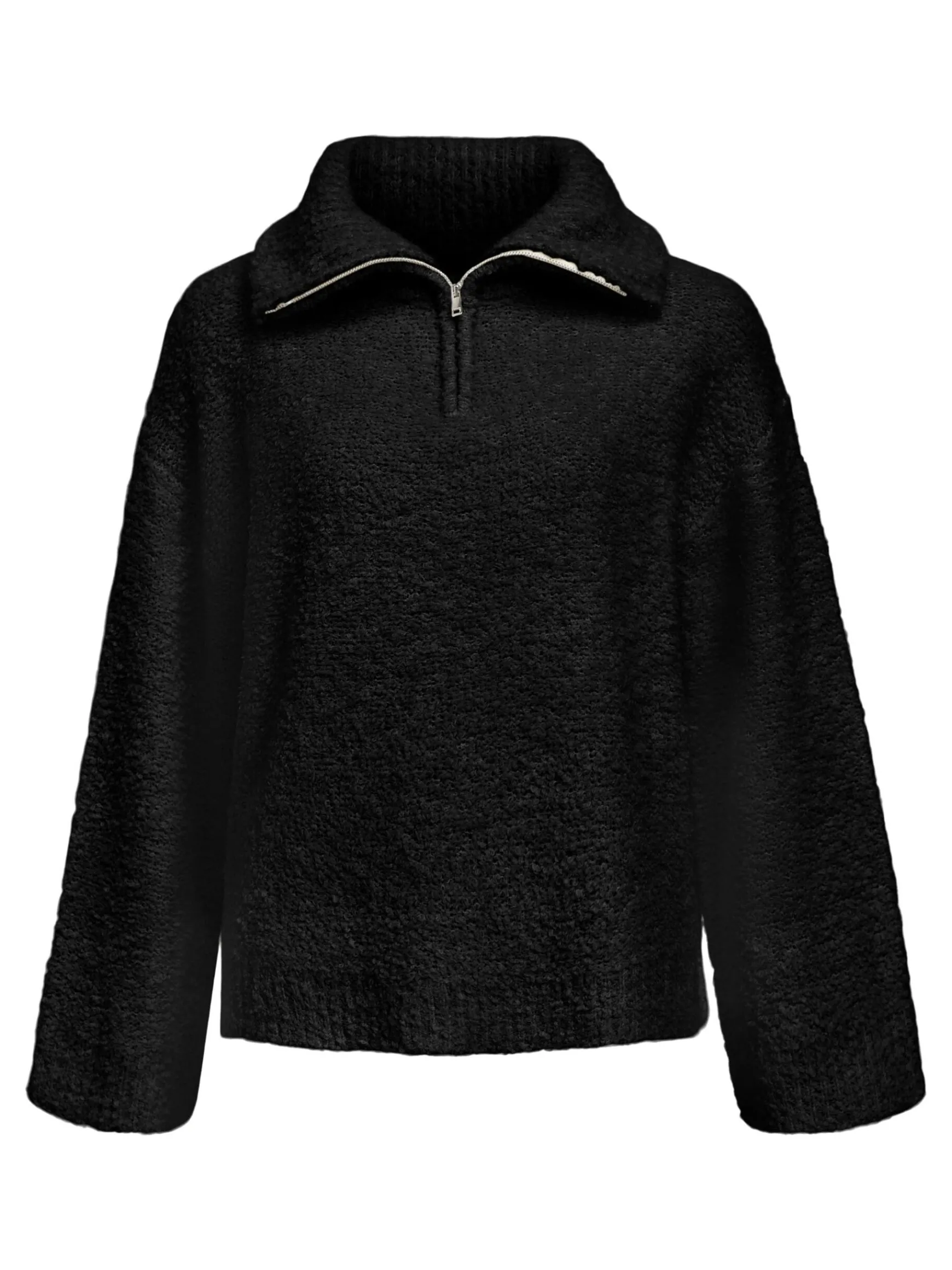 OBJECT Stickat*HALVLÅNGT BLIXTLÅS - TRÖJA Black