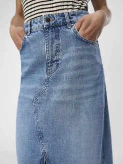 OBJECT Kjolar*HÖG MIDJA JEANSKJOL Medium Blue Denim