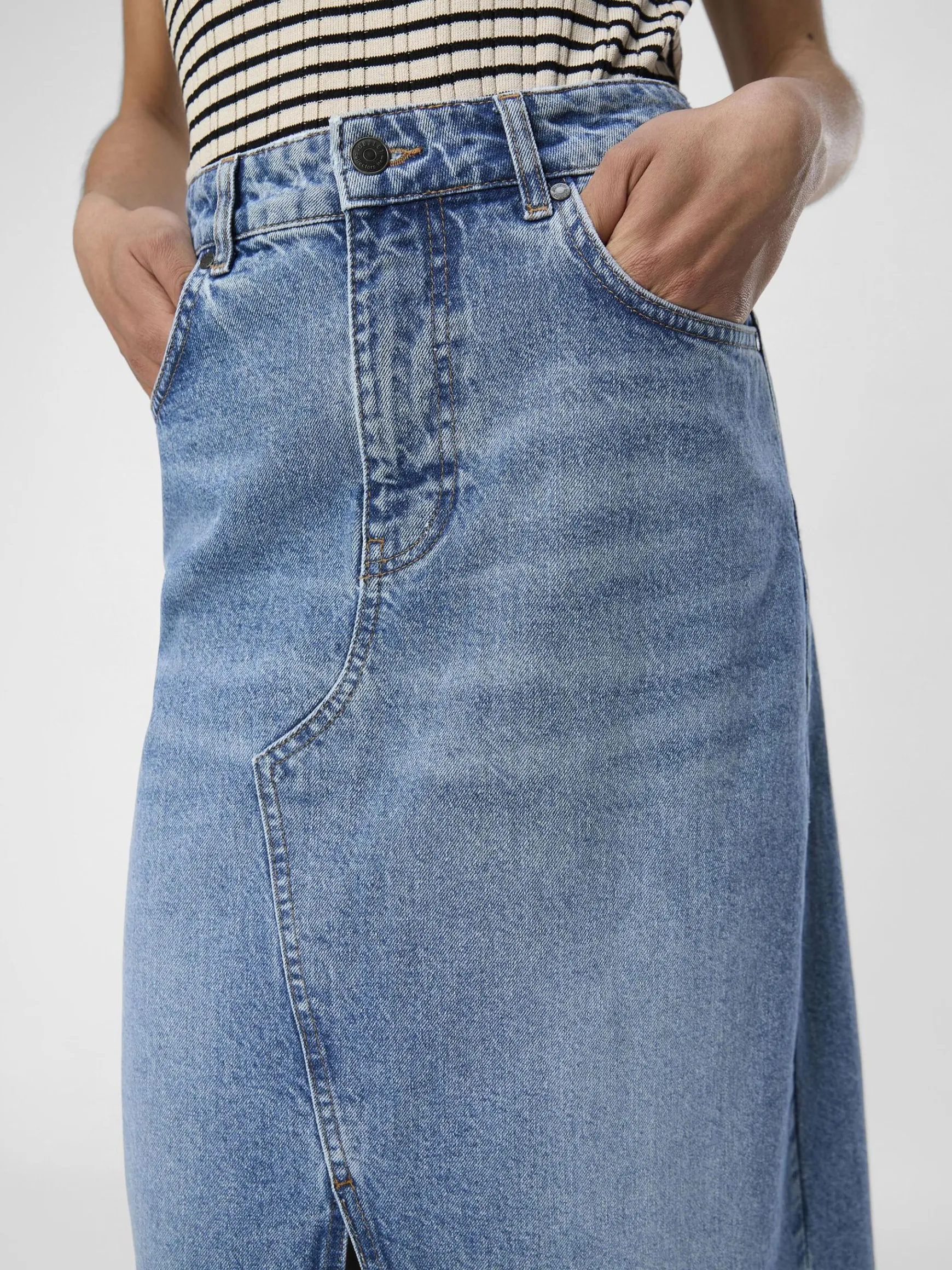 OBJECT Kjolar*HÖG MIDJA JEANSKJOL Medium Blue Denim