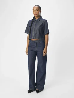 OBJECT Jeans|Byxor*HÖG MIDJA LOOSE FIT-JEANS Dark Blue Denim