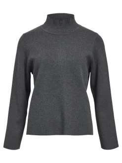 OBJECT Basic|Stickat*HÖGHALSAD TRÖJA Dark Grey Melange