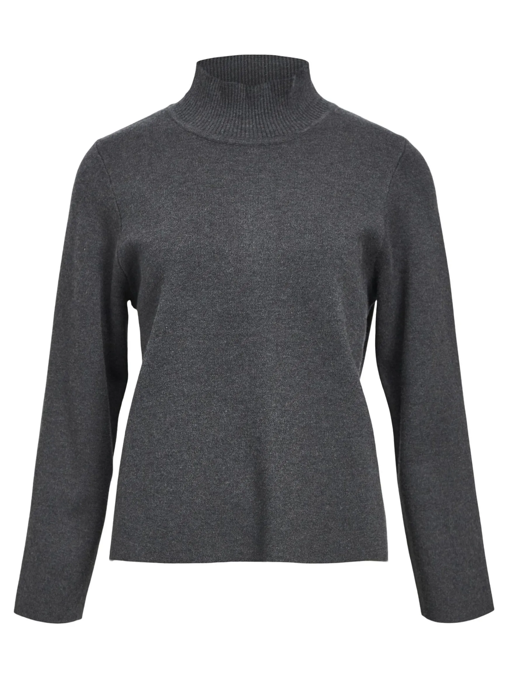 OBJECT Basic|Stickat*HÖGHALSAD TRÖJA Dark Grey Melange