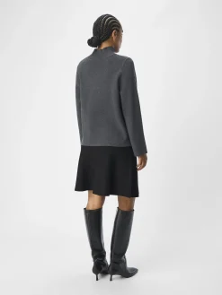 OBJECT Basic|Stickat*HÖGHALSAD TRÖJA Dark Grey Melange