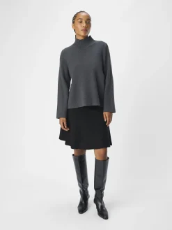 OBJECT Basic|Stickat*HÖGHALSAD TRÖJA Dark Grey Melange