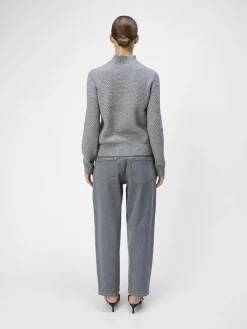 OBJECT Stickat*HÖGHALSAD TRÖJA Medium Grey Melange
