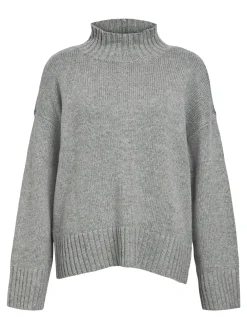 OBJECT Basic|Stickat*HÖGHALSAD TRÖJA Medium Grey Melange