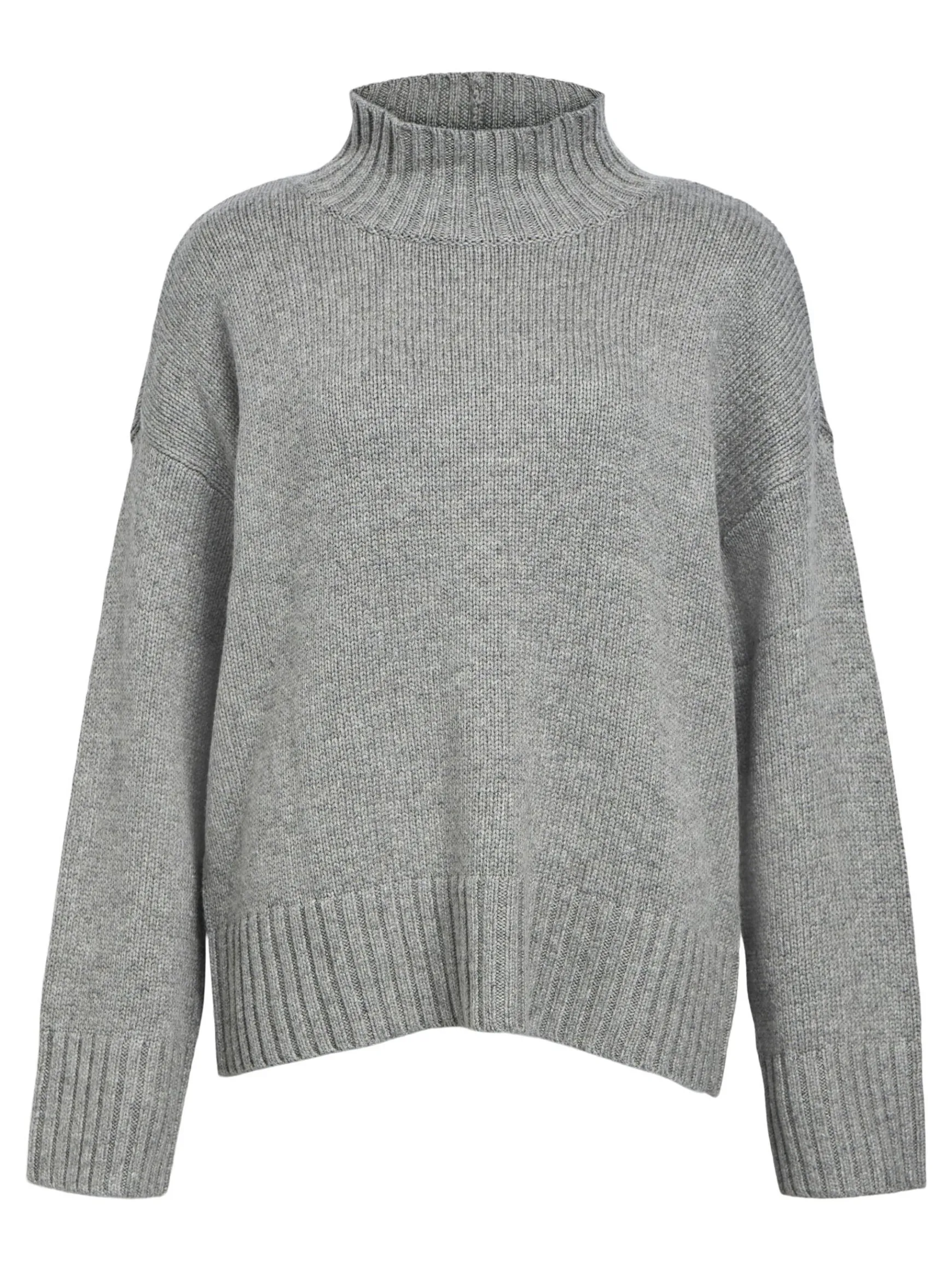 OBJECT Basic|Stickat*HÖGHALSAD TRÖJA Medium Grey Melange