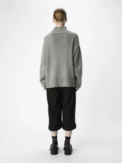 OBJECT Basic|Stickat*HÖGHALSAD TRÖJA Medium Grey Melange
