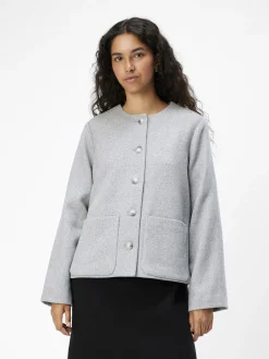 OBJECT Ytterkläder*KORT JACKA Light Grey Melange