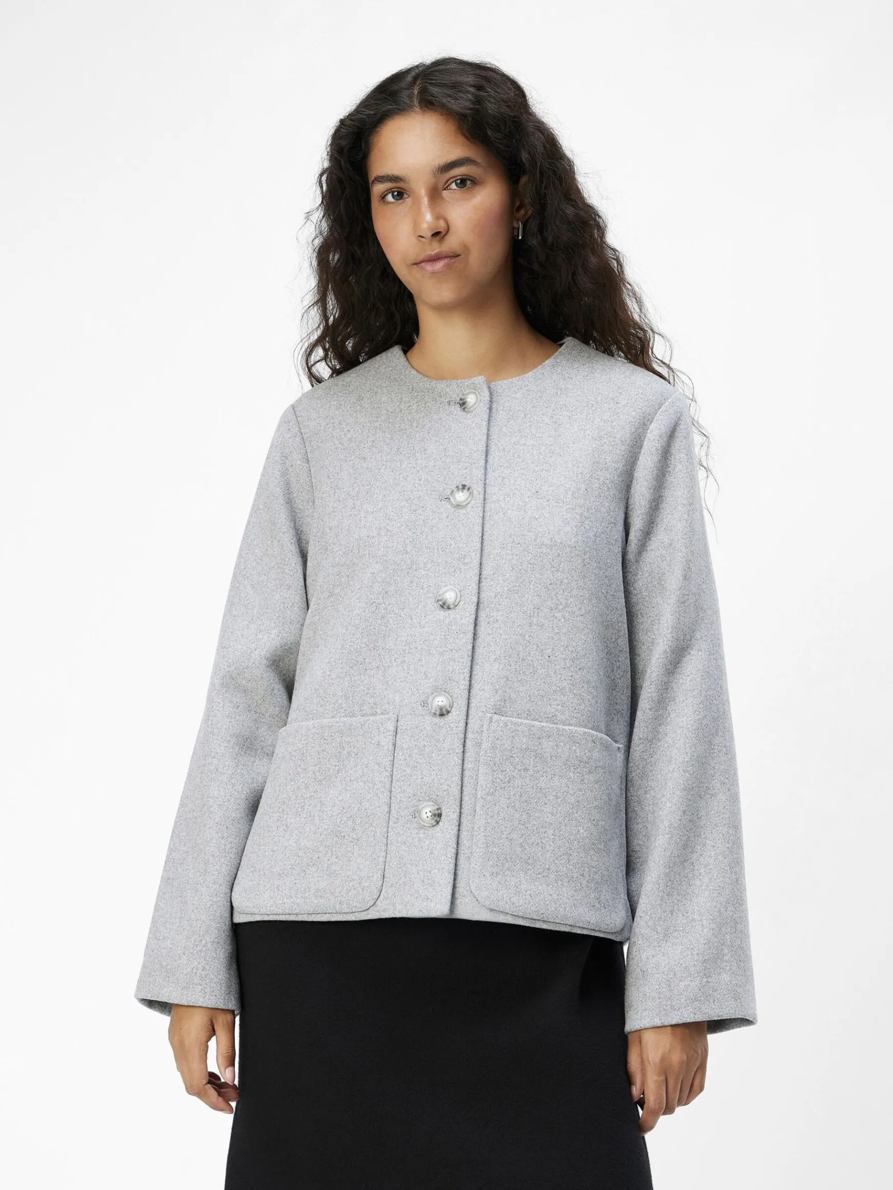 OBJECT Ytterkläder*KORT JACKA Light Grey Melange