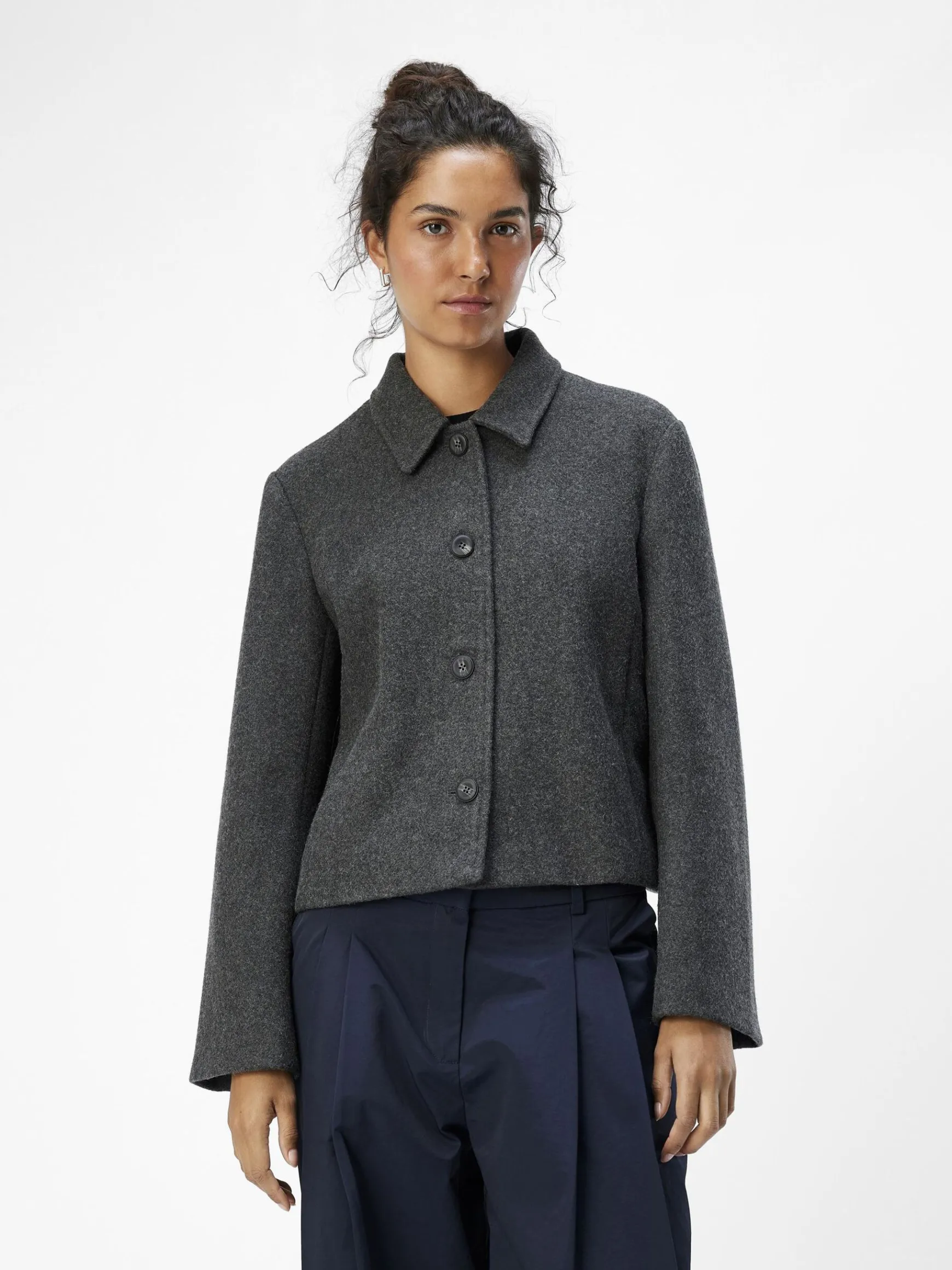 OBJECT Ytterkläder*KORT JACKA Dark Grey Melange