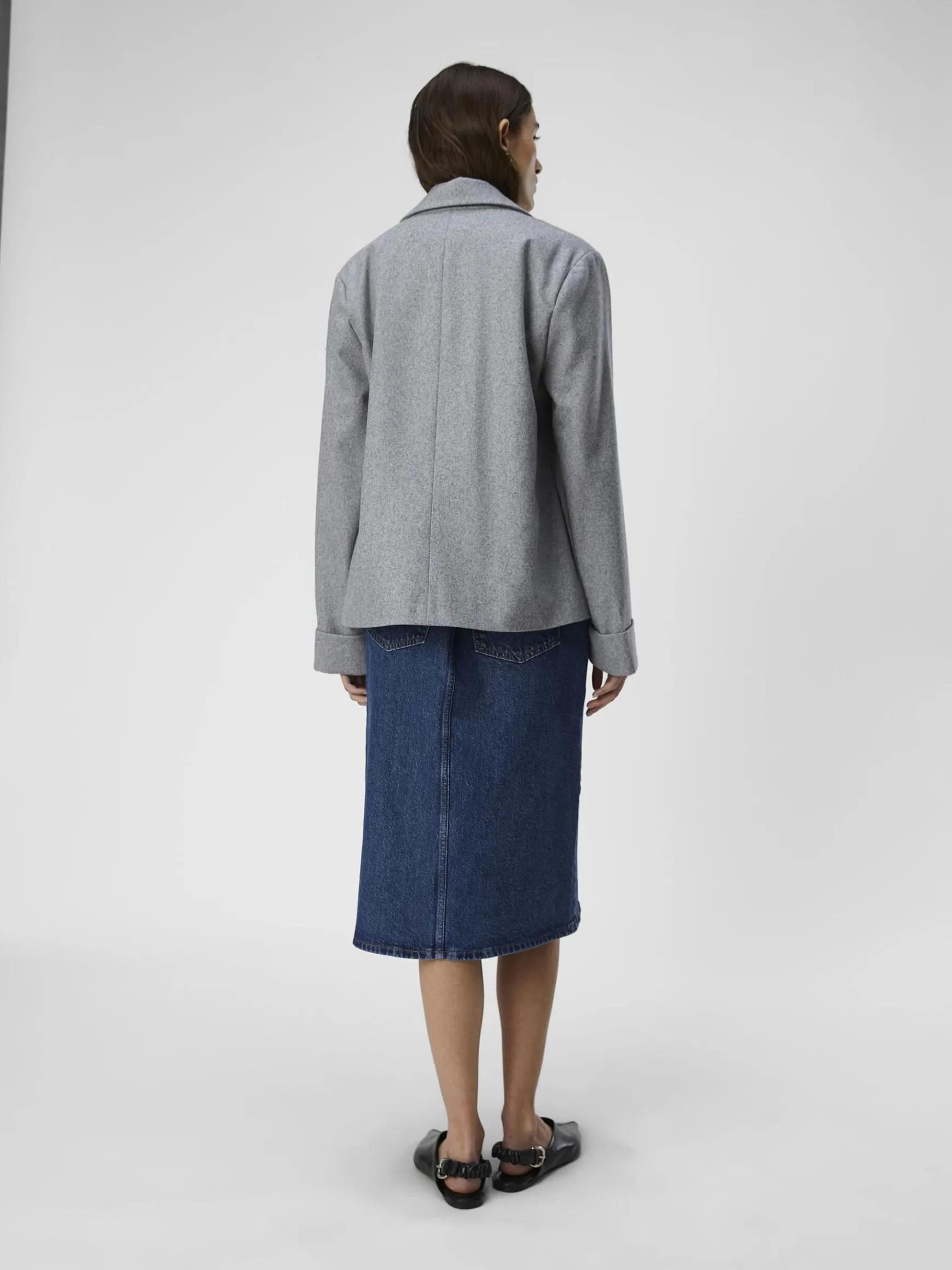 OBJECT Ytterkläder*KORT KAVAJ Light Grey Melange