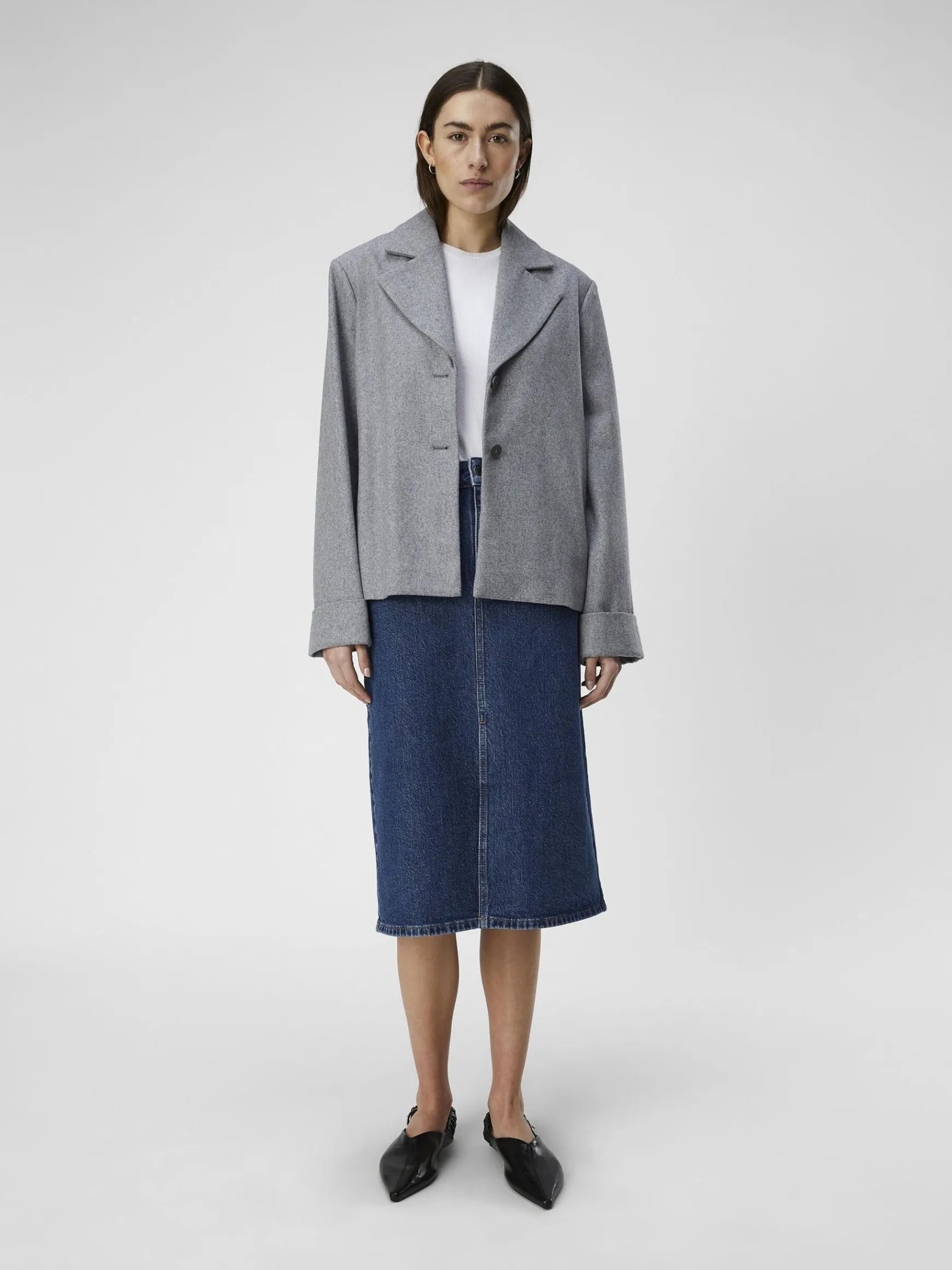 OBJECT Ytterkläder*KORT KAVAJ Light Grey Melange