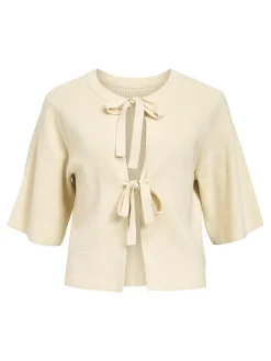 OBJECT Cardigans|Toppar*KORTÄRMAD STICKAD KOFTA Sandshell