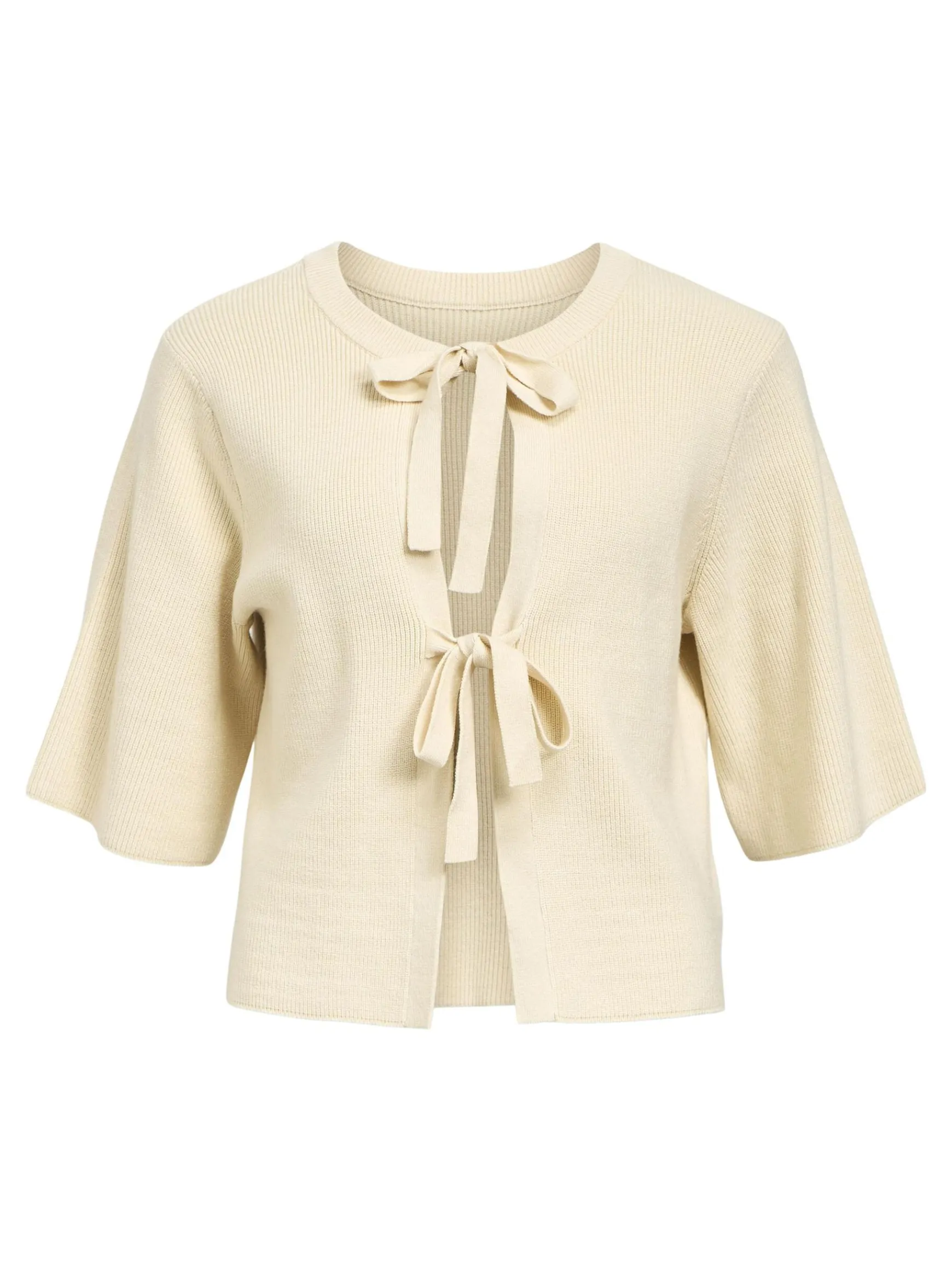 OBJECT Cardigans|Toppar*KORTÄRMAD STICKAD KOFTA Sandshell