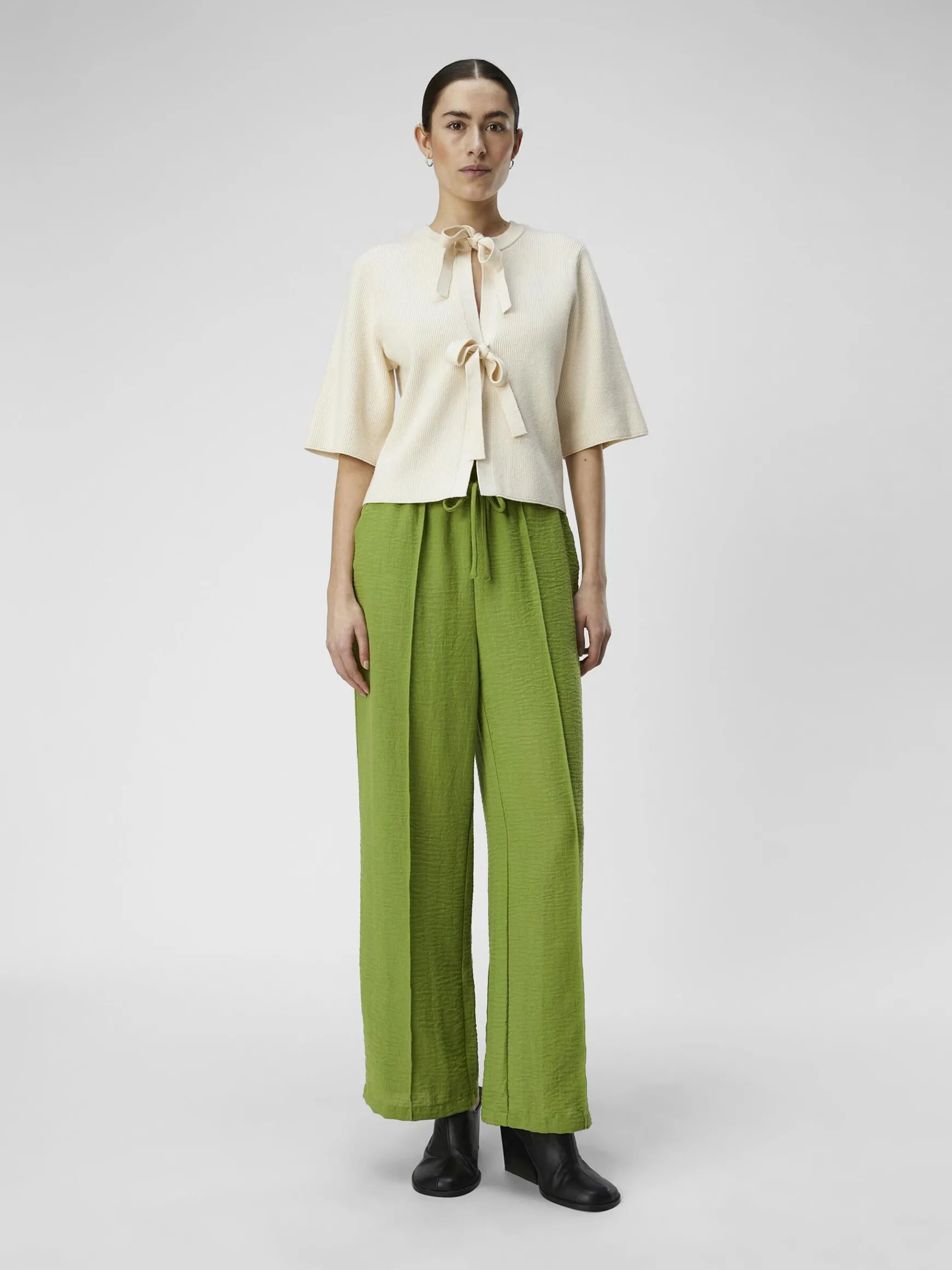 OBJECT Cardigans|Toppar*KORTÄRMAD STICKAD KOFTA Sandshell